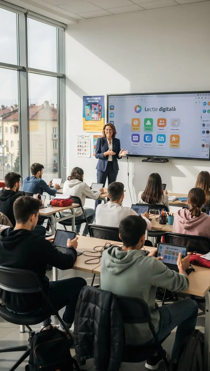 Colaj foto cu diverse gadgeturi și aplicații utile integrate în activitățile casnice și profesionale.