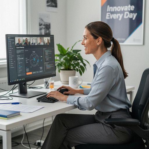 Ecran de computer cu o platformă educațională despre tehnologiile utile pentru productivitate.